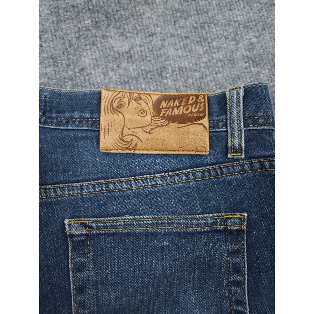 Naked Famous Denim Weird Guy Jeans Mens 32 x 30 Blue Selvedge Button Fly - Picture 8 of 13